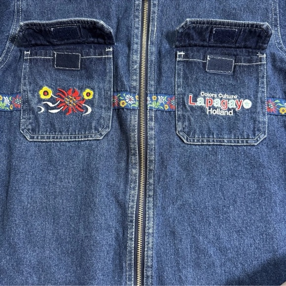 Vintage Lapagayo Holland Women's M Denim Jacket Full Zip Embroidered 90's - Picture 5 of 10